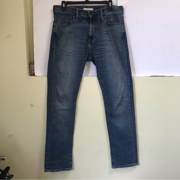 Abercrombie and Fitch Slim Straight Leg Wide Jeans Stretch Mid Rise Waist Zip 31 - Picture 2 of 13